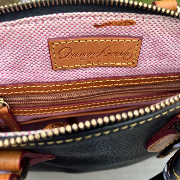 DOONEY & BOURKE Dillen Satchel, Black and Brown Leather Crossbody, + Bag Scarf! - Picture 4 of 15